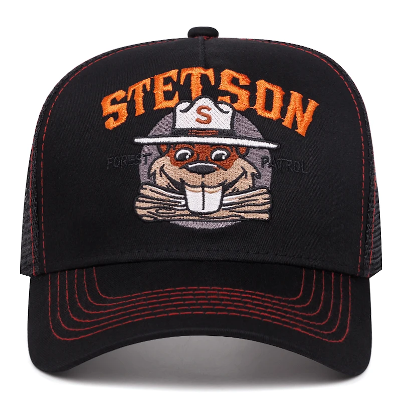 2025 Creative New Breathable Mesh Hat STETSON Fox Embroidery Truck Hat Street Hip Hop Hat Outdoor Sunshade Baseball Hat Unisex