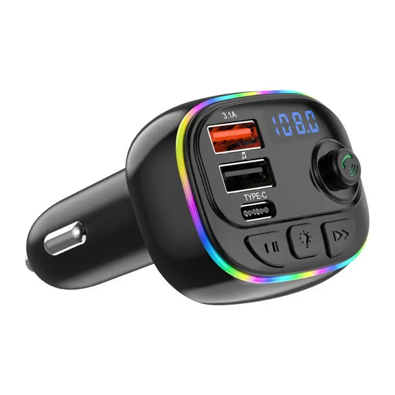 Car FM Transmitter USB Fast Charging Car Charger Portable Music Player Plug-And-Play FM Transmitter For Travel Daily Life