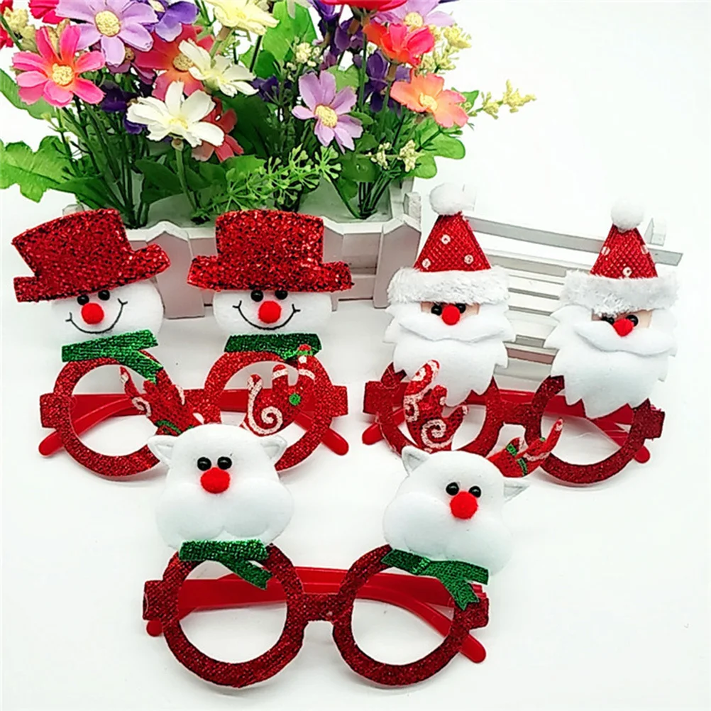 

6pcs Funny Christmas Design For Kids Adults Party Glasses Props Xmas Glasses Costume Festival Decor Handheld Photo Props