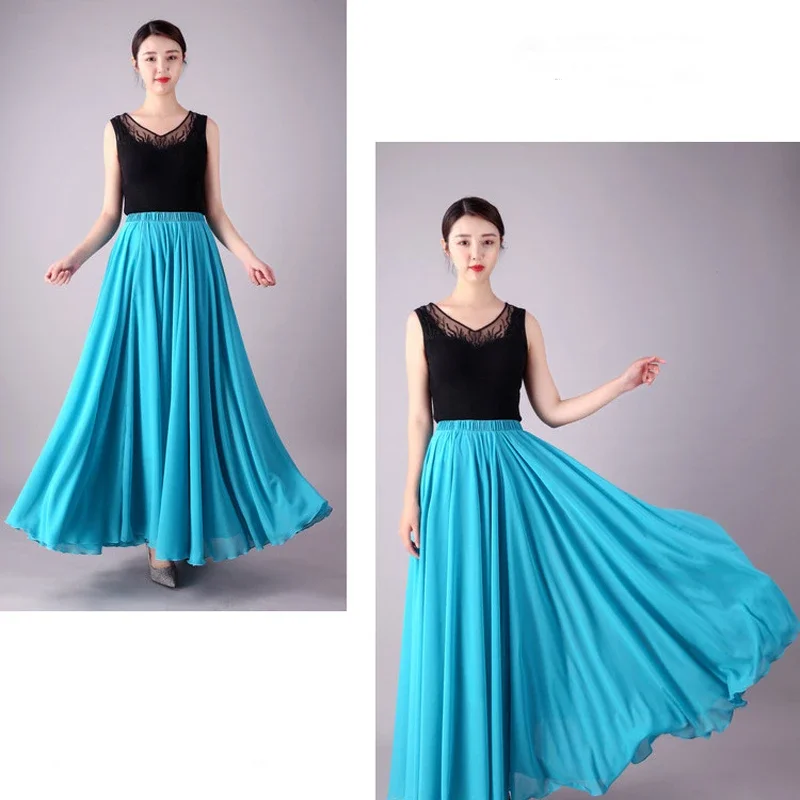 17-farbiges Flamenco-Tanzkostüm Bauchtanz Eleganter Chiffonrock 720-Grad-Schwingrock Cosplay Bühnen-Abendkleid Strandrock – Detail 8