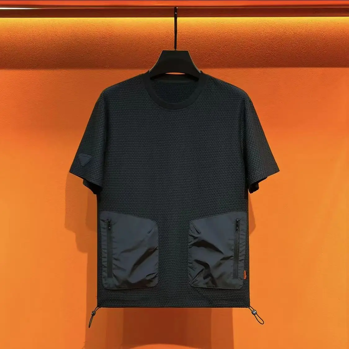 Summer Function Pocket Splicing Short Sleeve Men's T-shirt Lightweight Luxury American Casual Stylish Half Sleeve Body Shirt