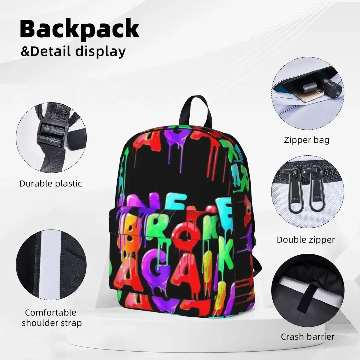 Never Broke Again Woman Backpacks Boys Girls Bookbag Casual Children School Bags Portability Travel Rucksack Shoulder Bag