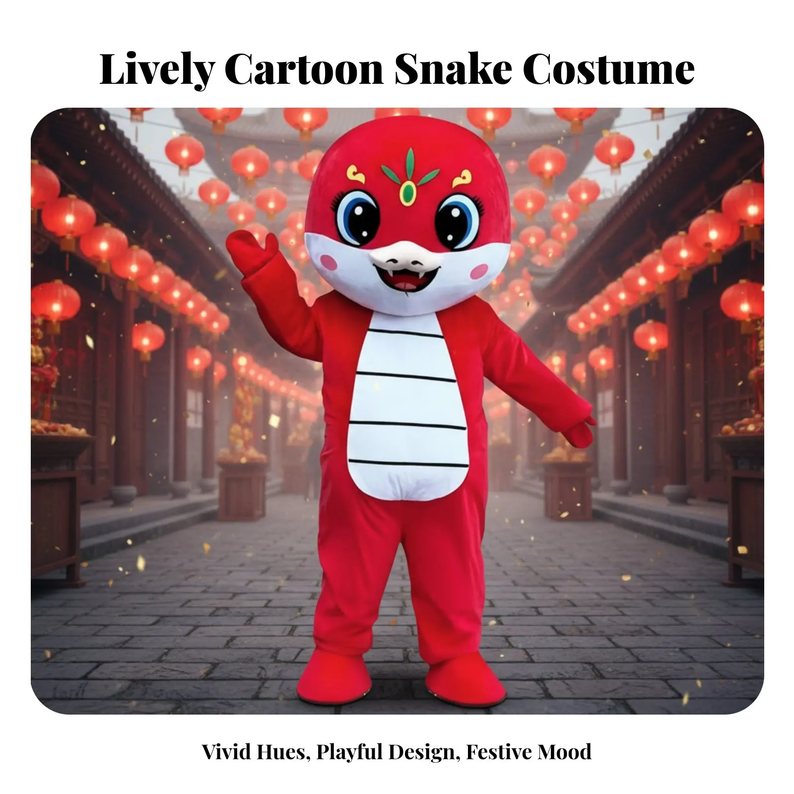 

New Year Cartoon Snake Mascot Costume, Zodiac Snake Plush Outfit, Event Performance Prop