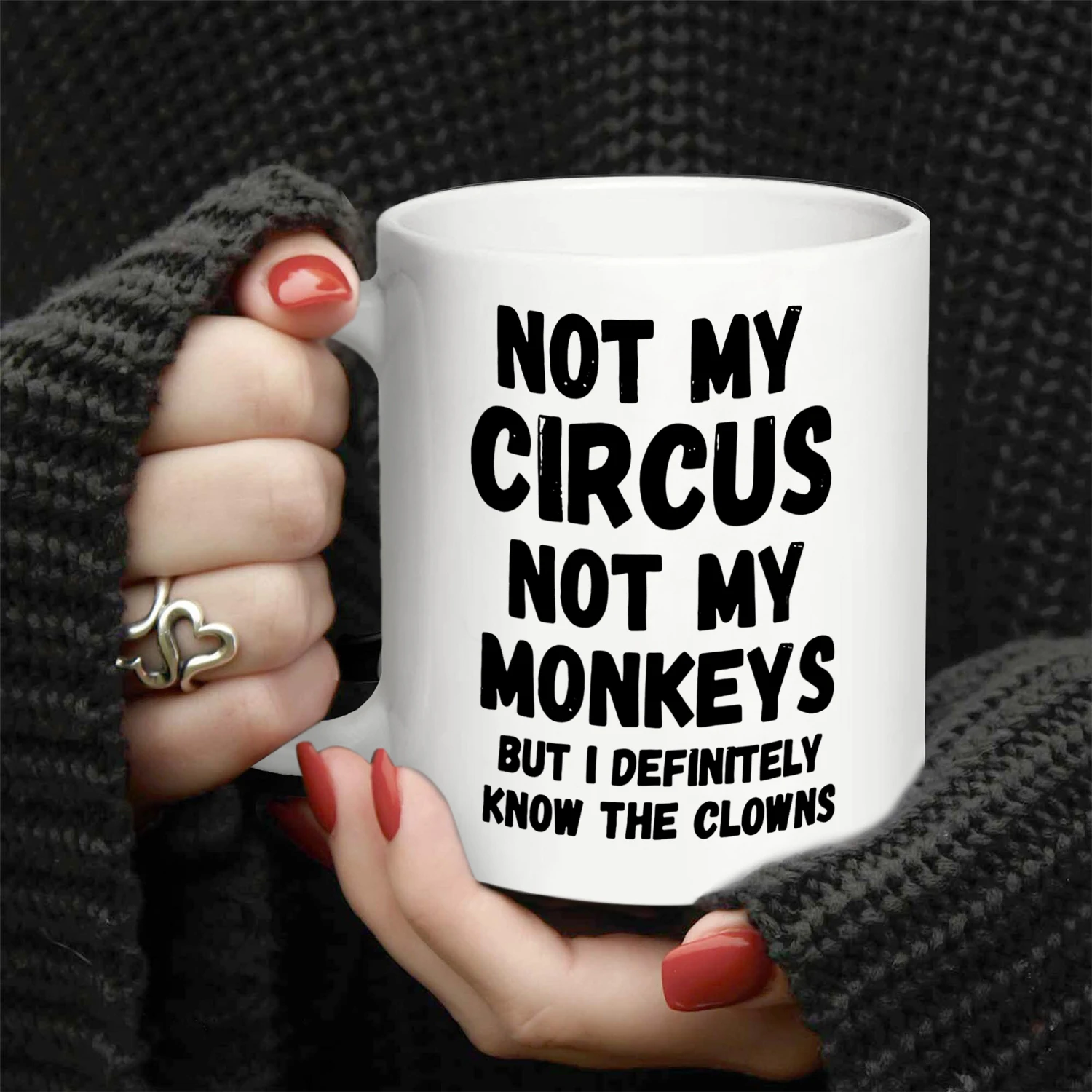 

1 шт., кофейная кружка «Не мой цирк, не мой обезьян» — забавные, саркастические, мотивационные, вдохновляющие подарки на день рождения для друзей, 11 унций