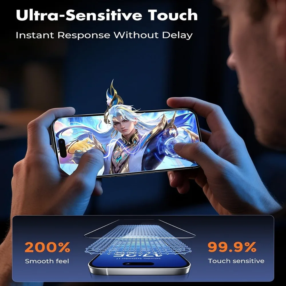 4 قطعة واقي شاشة فائق الوضوح لهاتف آيفون 17 16 15 14 Pro Air 13 12 11 Pro 16 15 14 Plus XR XS Max 9H زجاج مقسى صلابة