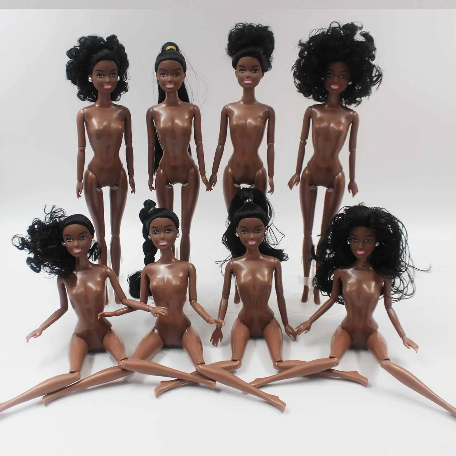 African Black Doll 11 Joints Movable Naked 30cm Girl Princess Doll Kids Play House Toys Fashion African Princess Doll Toy Gifts