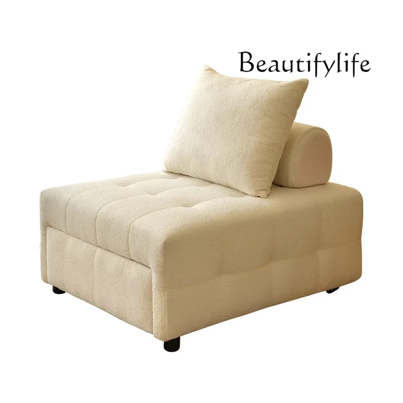 

Cream Wind Puff Sofa Bed Small Apartment Living Room Bedroom Lazy Sofa Multifunctional Lamb Fleece Single