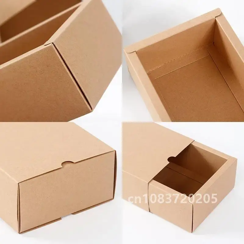 12-50PCS Kraft Paper Slide Drawer Box Mini Crafts Cardboard Boxes for Business Candy Wedding Party Favor Gift Packaging Boxes