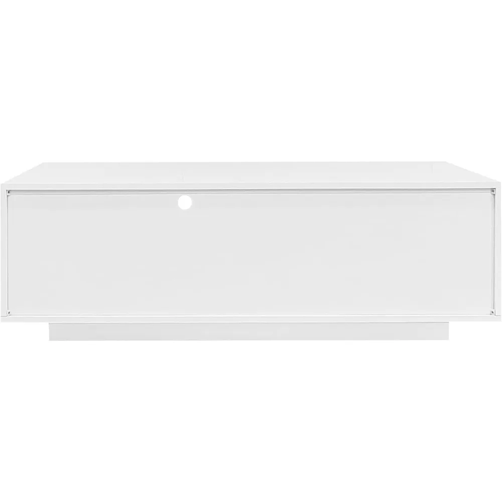 High Gloss LED Coffee Table 47.2-Inch Wooden Center Cocktail Table with Storage and 16 Color LED Lighting for Living Room