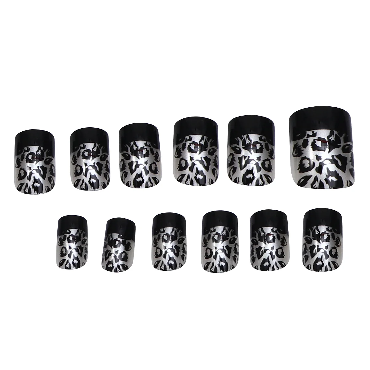 

24 Pcs Nail Decals Long Fake Nails Stickers Art Full Coverage Women Decor Black