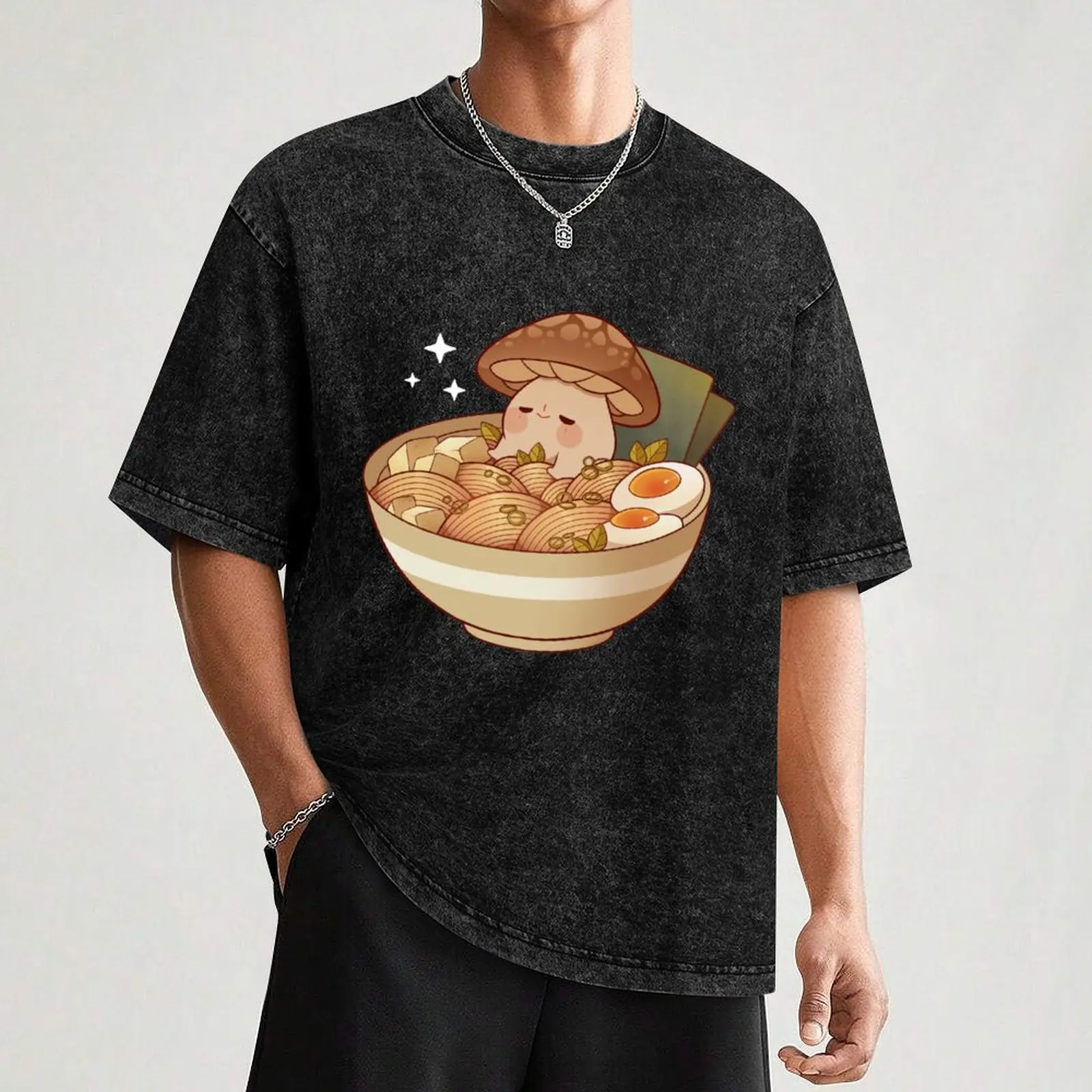 Miso noedelsoep met shiitake paddestoel T-shirt effen kleding plus maten vintage anime shirts heren