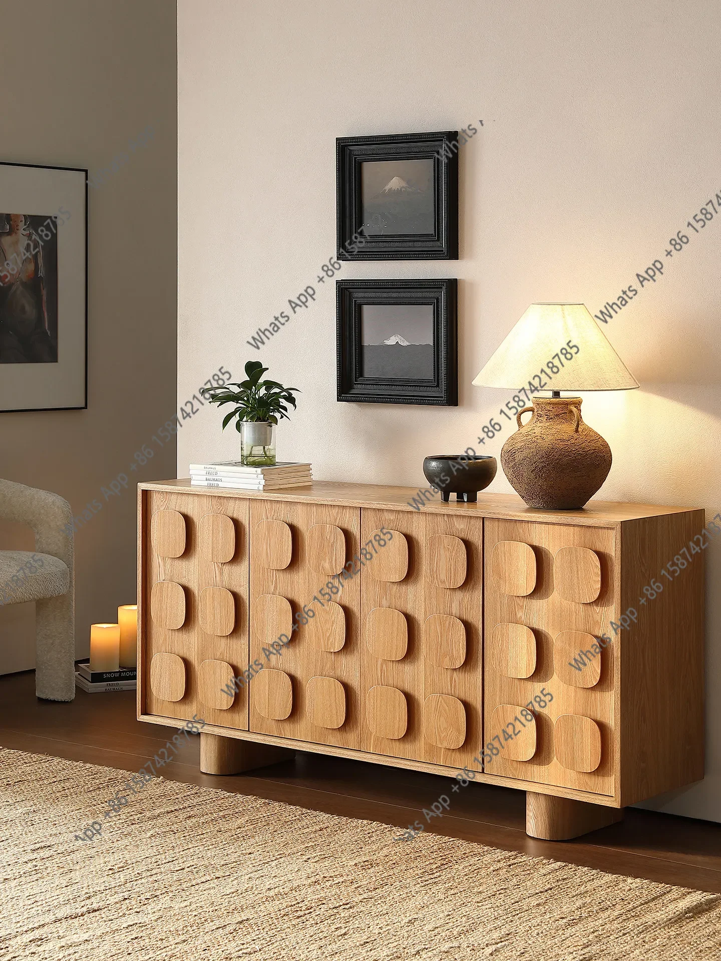 Mg Chocolate Sideboard Silent Wind Log Vintage Locker Cabinet Wall Integrated Storage