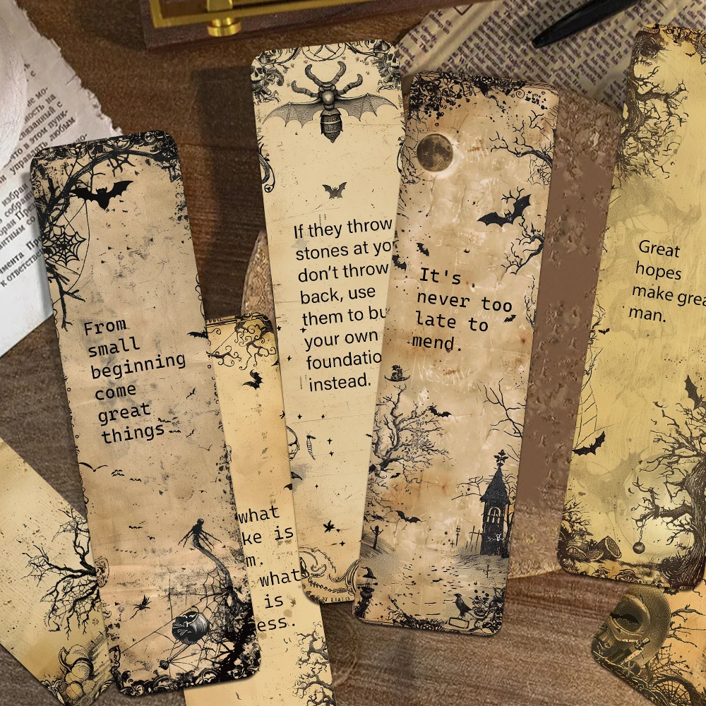

30pcs Vintage Dark Inspiration Bookmarks Reading Pages Books Labeled Decoration Cards DIY Creative Bookmarks Students Gifts