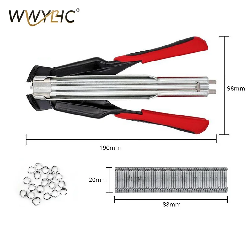 Hog Ring Pliers R8 with 2500pcs Galvanized Steel Hog Rings for Auto Feed Fence Fastener Staple Plier Nailer for Pigpen Birdcage