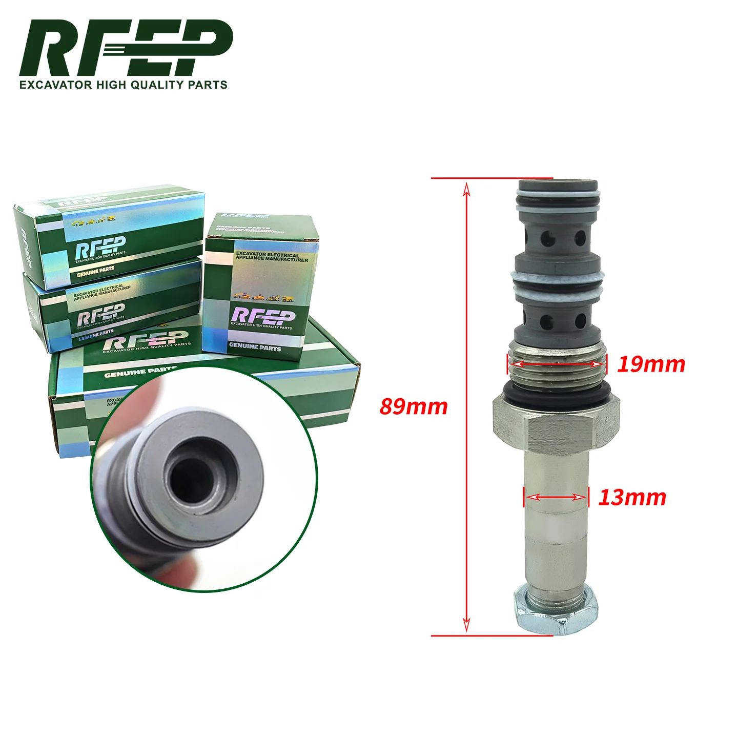 RFEP High Precision Recessed End Hydraulic Solenoid Valve Spool 19mm 13mm For CAT 307 Construction Machinery Excavator Spare Par