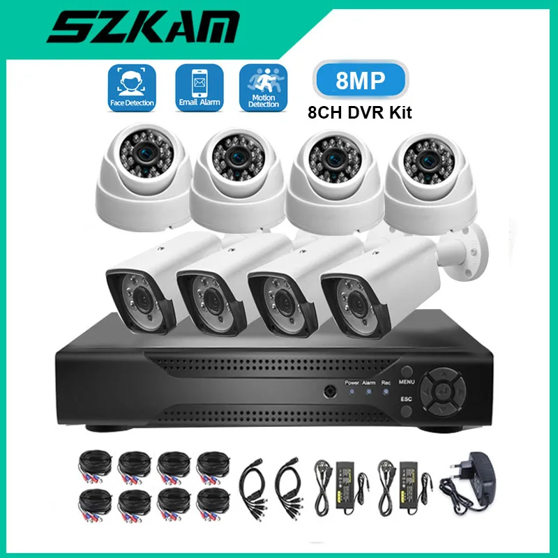 8CH 5MP AHD DVR Kit CCTV Camera Set System Full HD TVI AHD CVI IP 4CH 5Megapixel Video Surveillance Outdoor Security Email Alarm