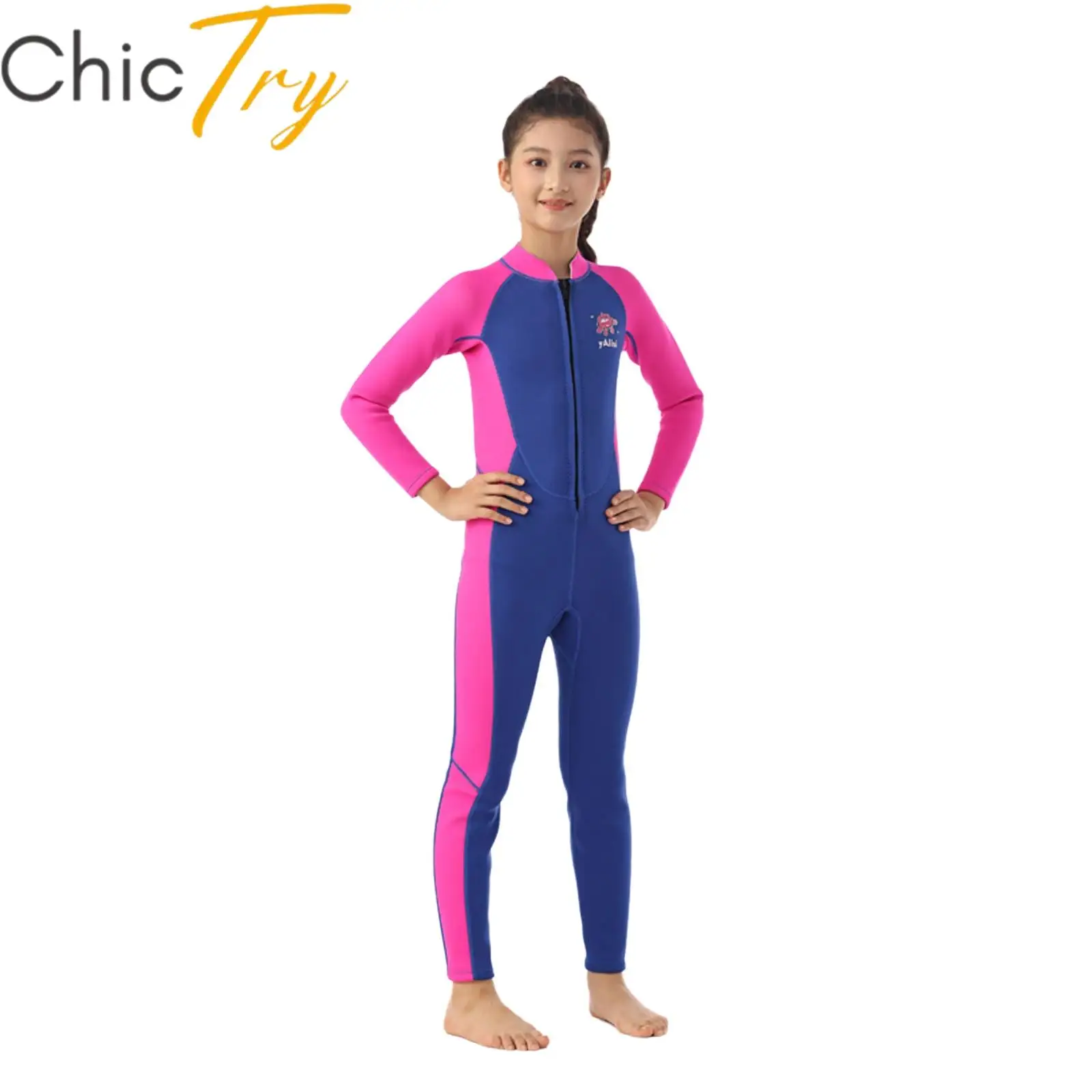 

Kids Boys Girls Swimsuit Long Sleeves Swimwear Jumpsuit Full Body Swimsuit 2.5mm Neoprene Wet Suit for Swimming Surfing Diving