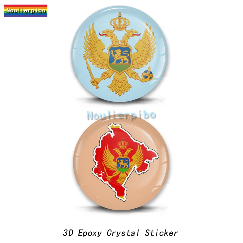 

3D Epoxy Montenegro Flag National Emblem Map Car Dome Sticker Stereo Vinyl Decal for Car Bumper Window Motorcycle Helmet Laptop