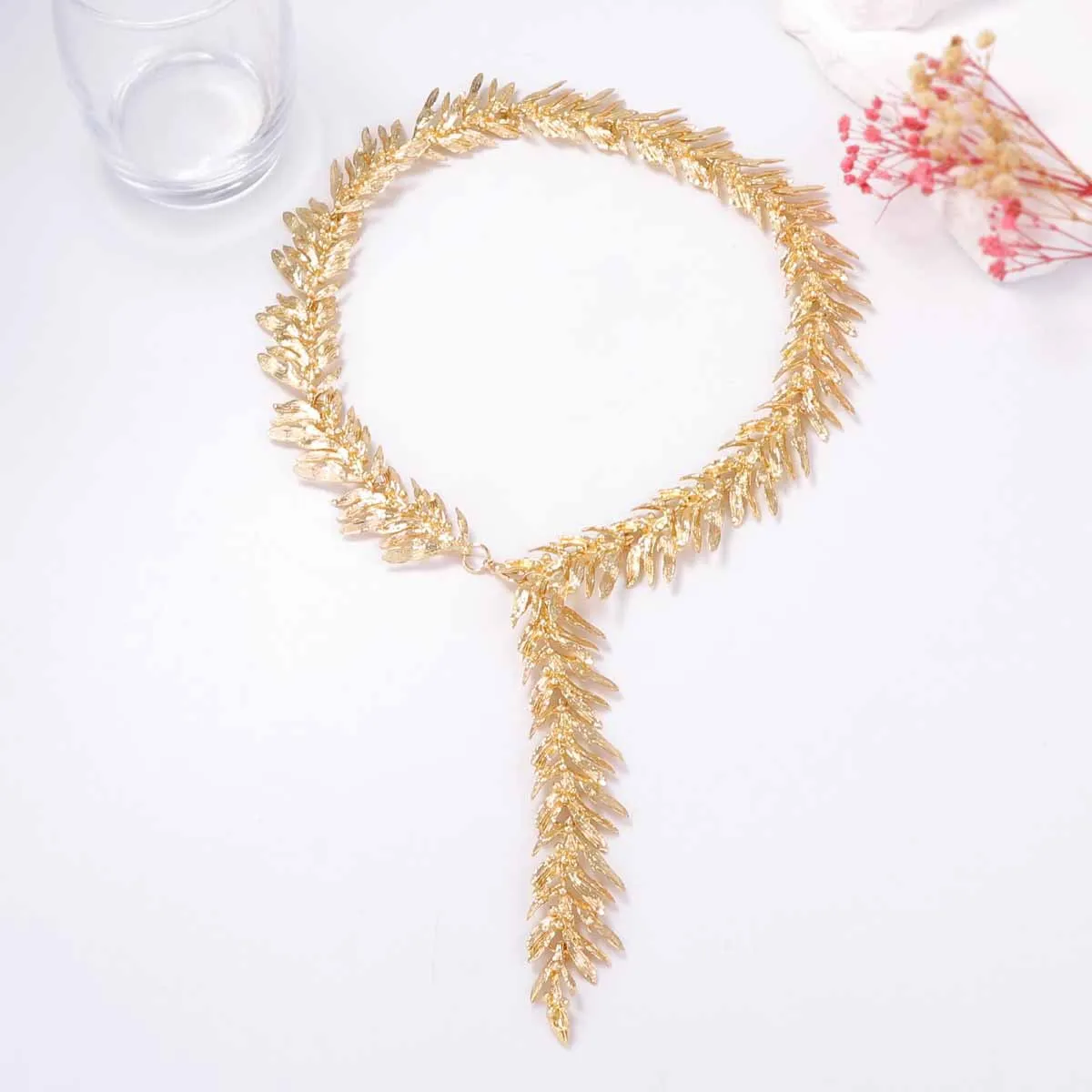 

ZAA Vintage Personality Metal Multiple Leaf Chains Choker Statement Women Jewelry Necklaces Holiday Party Accessories Gifts