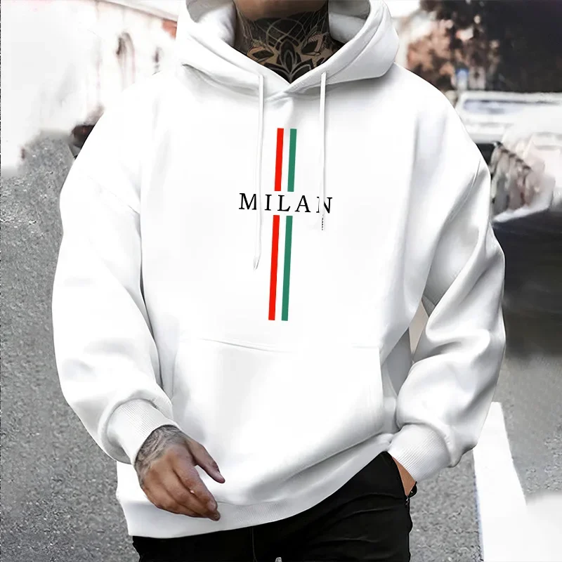 2025 إيطاليا ميلان موضة هوديس رجالي الحضرية الشارع الشهير مقنعين البلوز الذكور الهيب هوب العصرية عادية رياضي هودي ملابس خارجية