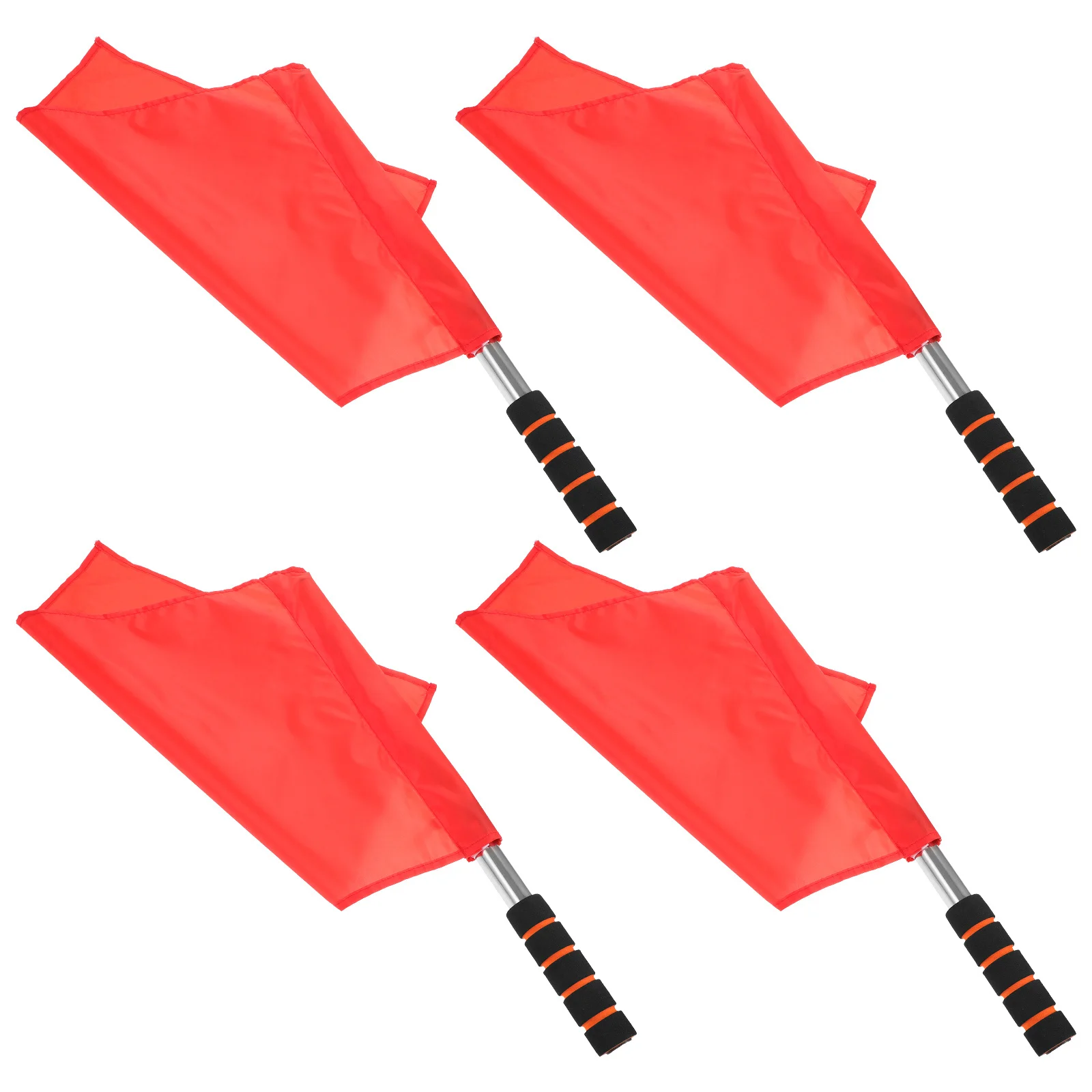 

4pcs Match Referee Stainless Steel Field For Track Signal Waving Flags Red Durable Lightweight Signal