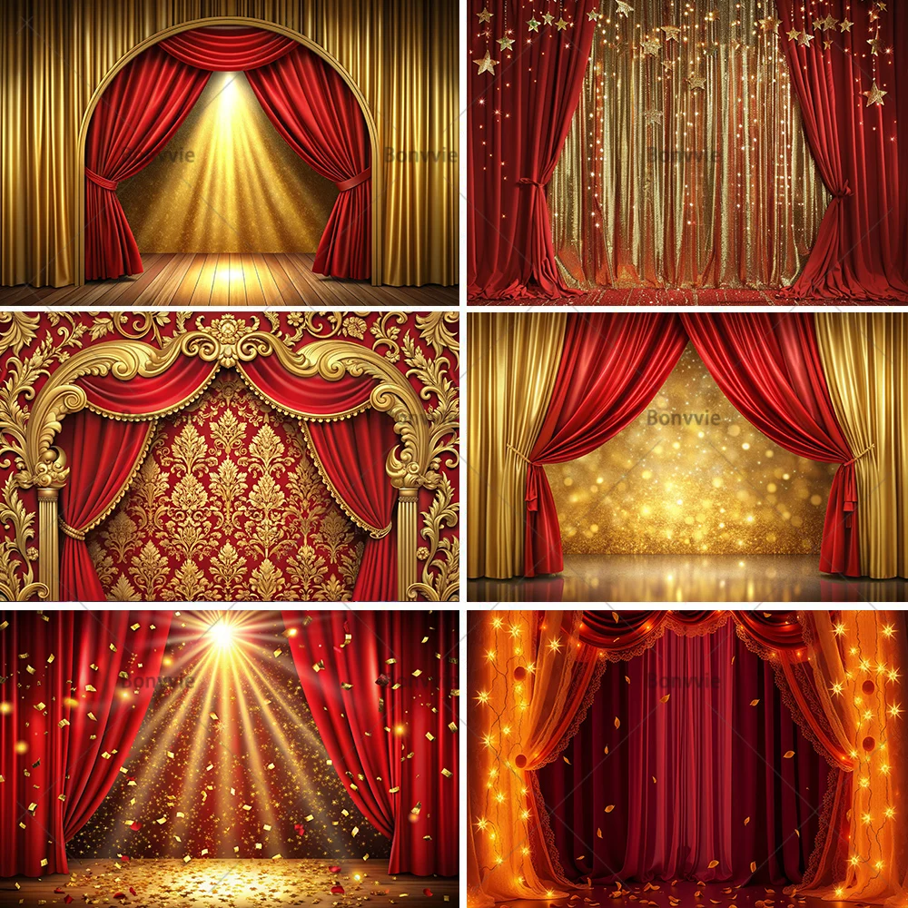 

Red Theater Curtain Stage Light Circus Tent Baby Birthday Party Photography Backdrops Photo Backgrounds Decoration Photo Studio