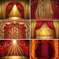 Red Theater Curtain Stage Light Circus Tent Baby Birthday Party Photography Backdrops Photo Backgrounds Decoration Photo Studio