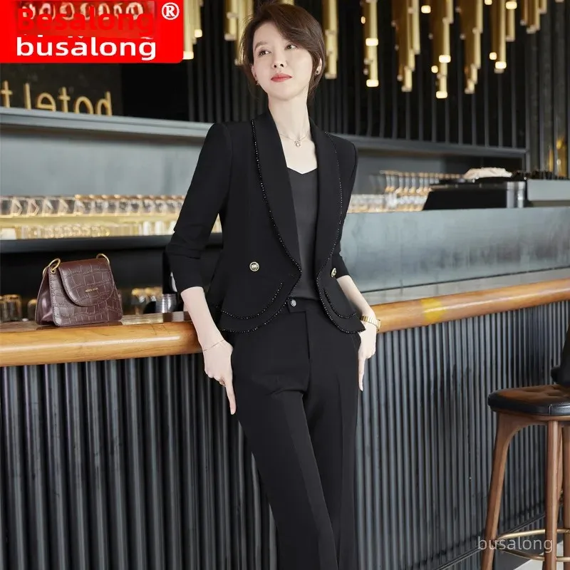 Busalong Korean Style Women's Long Sleeve Professional Western-Style Suit Official Trousers Interview Sales Workwear