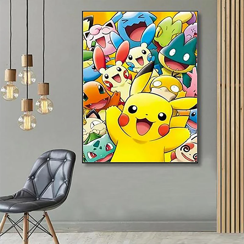 Pokemon 5D DIY zestaw do malowania diamentowego Picchu kreskówka haft krzyżykowy ręcznie robiony diamentowy mozaika prezent