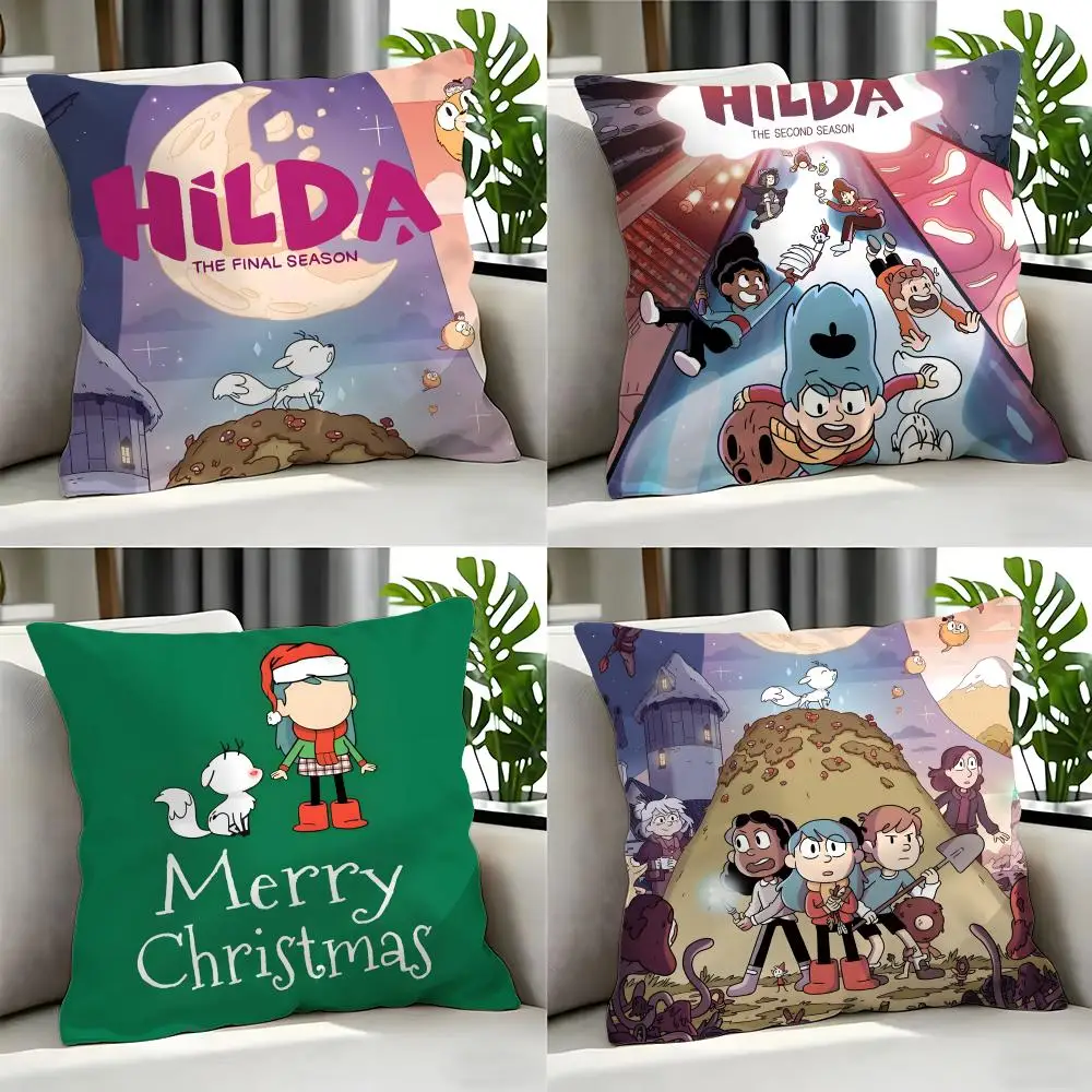 cartoon Hilda Cushion Cover Cushion Cover Set 4Pcs 50x50 45x45 40x40 Pillowcase Decorative Sofa Home Decor