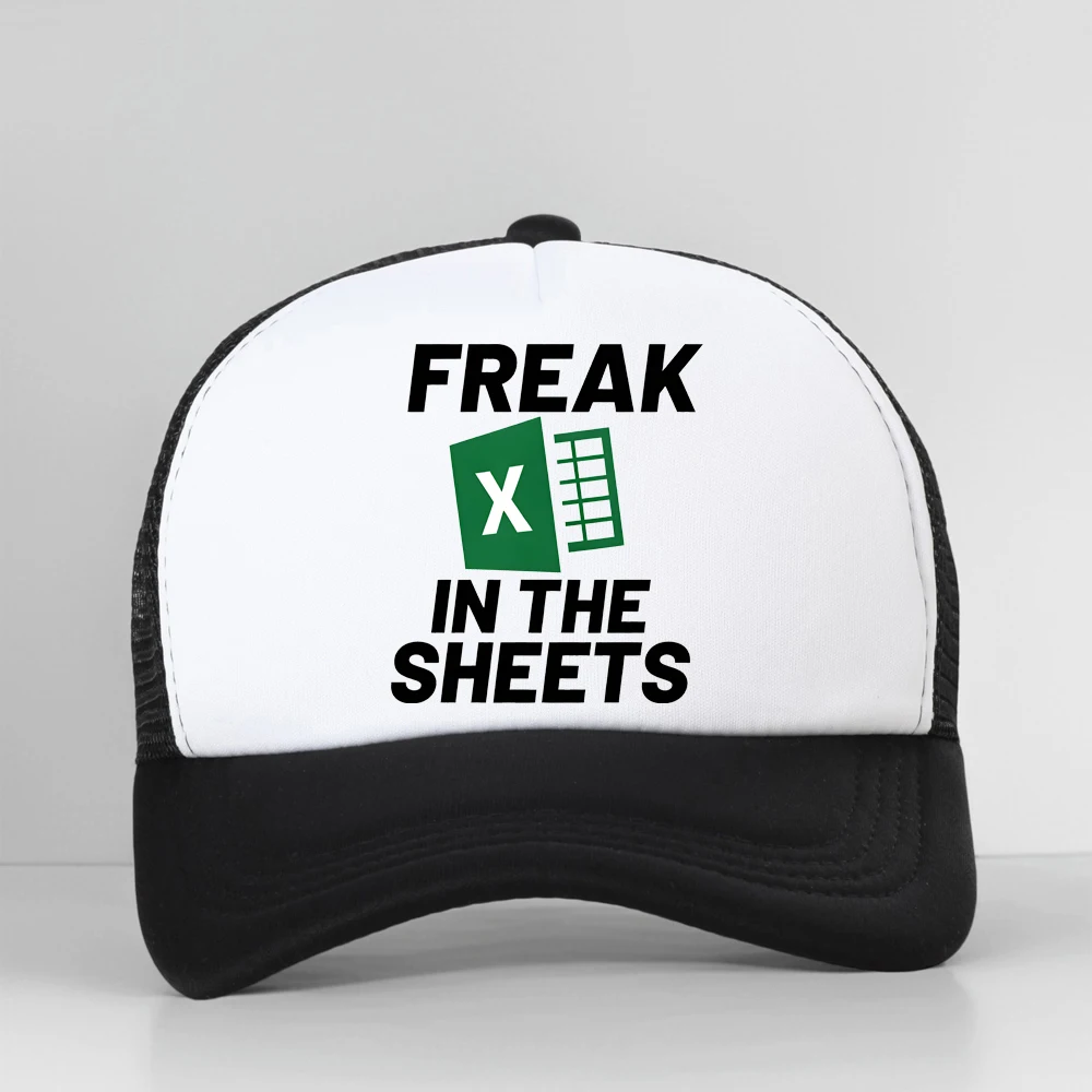 

Excel Spreadsheets WFH Work From Home Accounting Freak in The Sheets Men Baseball Cap Summer Fashion Mesh Breathable