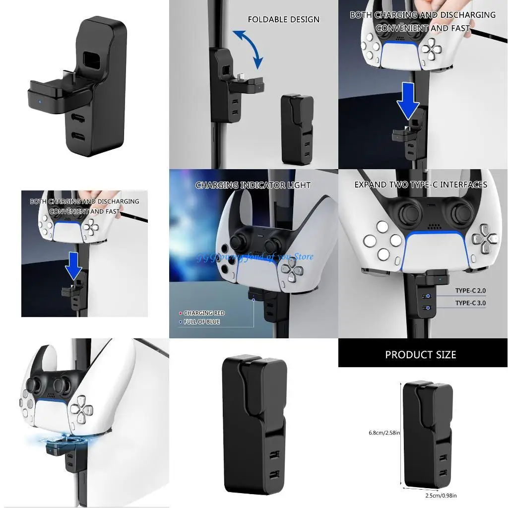 

H9EB Charging Adapter Expansion Hub for Slim Foldable Charging Stand Black