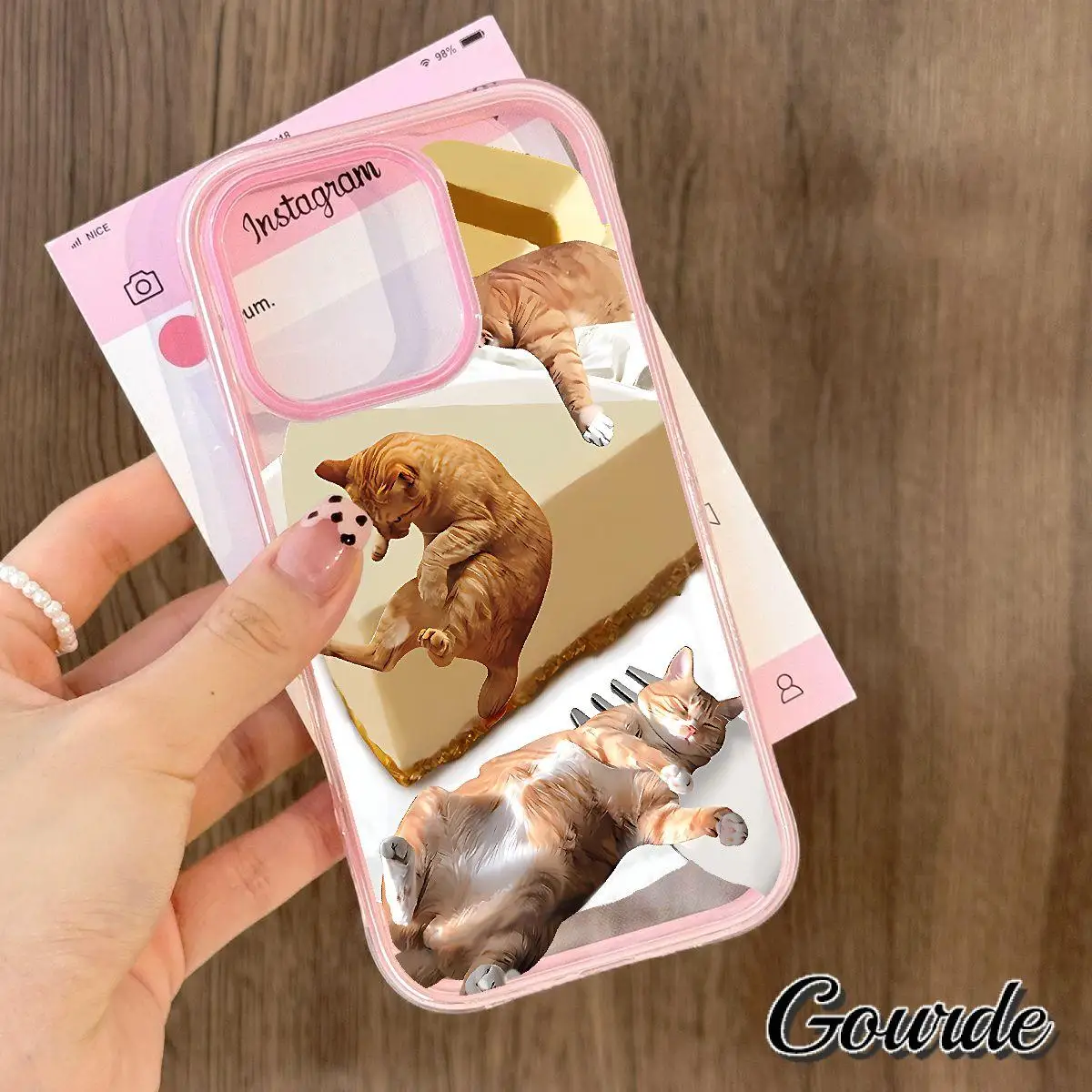 Gourde لطيف الجبن متعة القط Instagram واضح جراب هاتف جراب هاتف آيفون 13 12 14 15 زائد آيفون 16 برو ماكس غطاء مقاوم للصدمات