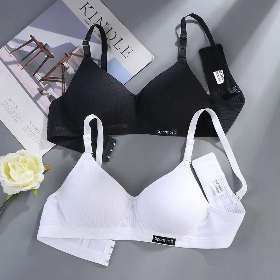 Soutien-gorge en coton pour femmes, bonnet AB, sous-vêtements sans fil, confortable, soutien-gorge en V, sous-vêtements Push vers le haut pour femmes