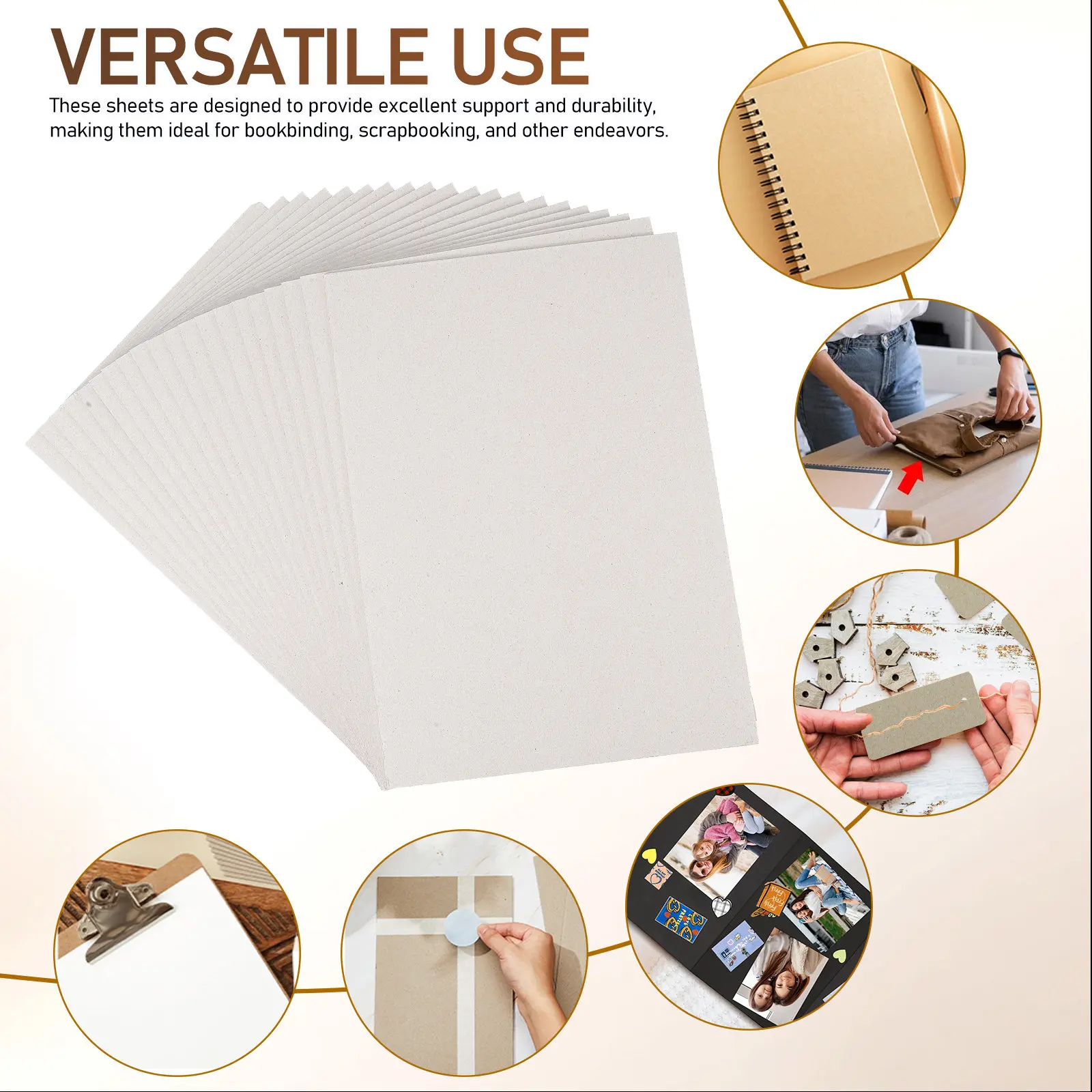20Sheets Stable Chipboard Sheets Heavy Duty Thick Cardboard Paper for Craft DIY Scrapbooking Bookbinding Packaging