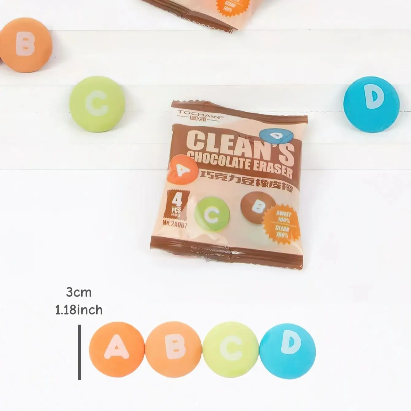 4pcs/pack Mini Chocolate Eraser Set Cute Cartoon Rubber Novelty Food Shaped Erasers School Stationery Gifts F7943