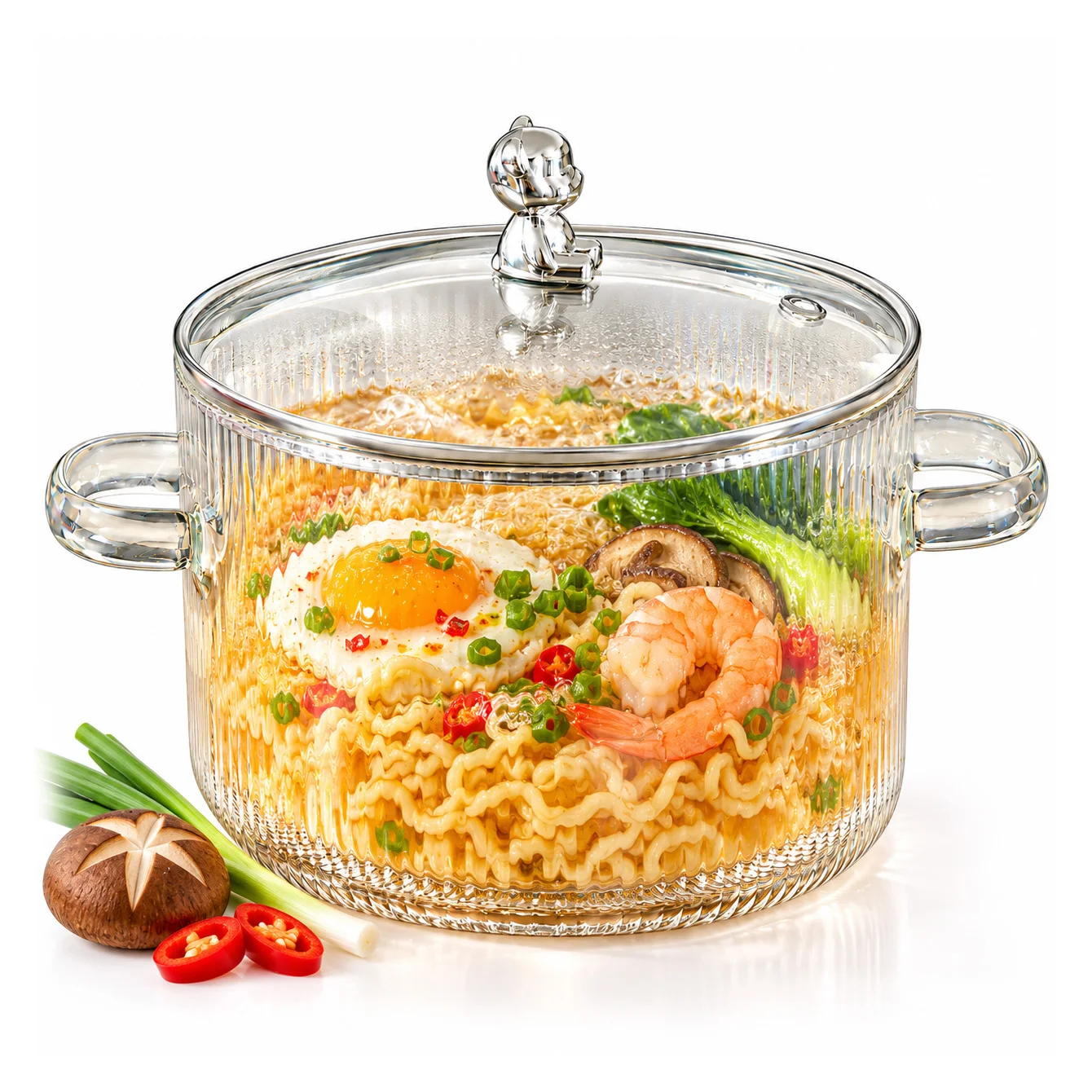 High Borosilicate Glass Stew Pot, Instant Noodle Bowl, Soup Pot, Milk Noodle Saucepan Kitchen Tableware, Wedding, Christmas Gift