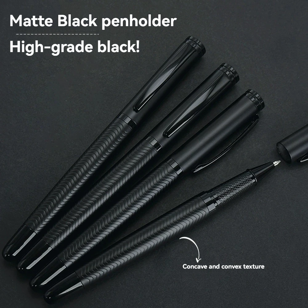 

Усовершенствованная деловая металлическая гелевая ручка с черной отделкой, средняя точка, черные чернила 0,5 мм, прочная, для офиса, профессиональный дизайн