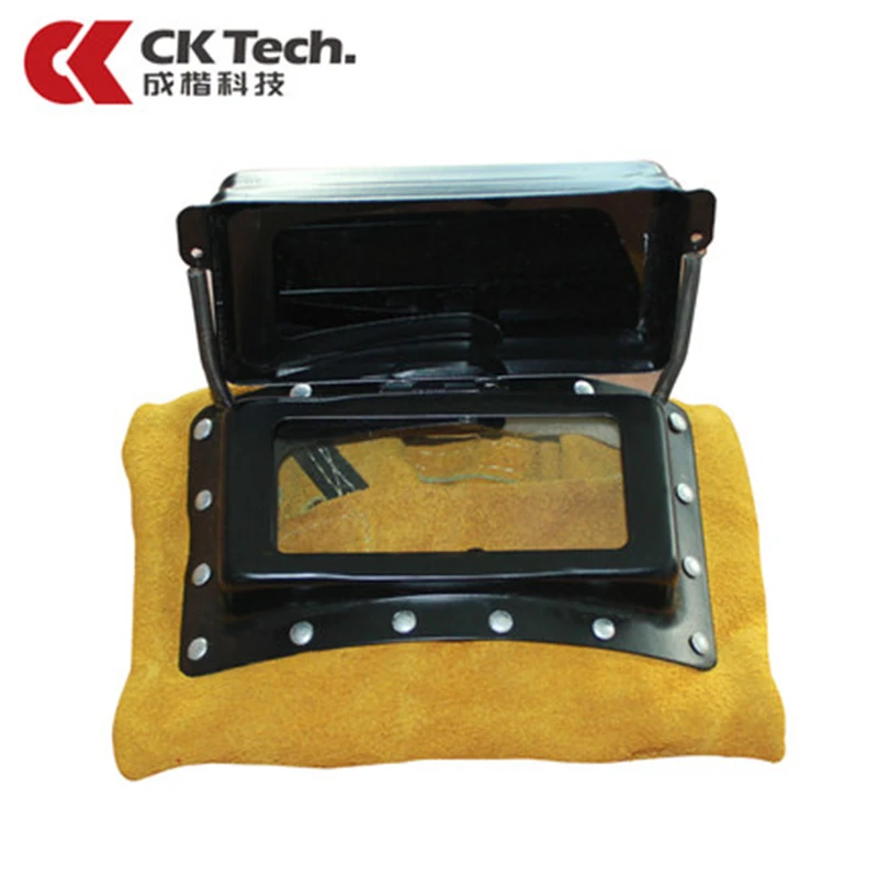 CK Tech Abrasion Resistant Head-Mounted Leather Hood Anti-Spatter and High Temperature Cowhide Welding Masks Breathable Helmet