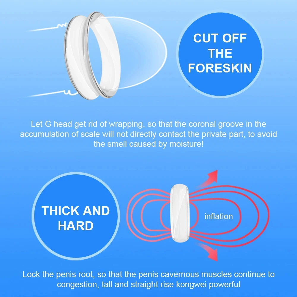 ذكر القضيب الأكمام الجنس لعب الكبار القلفة مصحح المقاومة حلقة تأخير القذف خواتم الديك C على شكل السائل المنوي قفل خواتم #5