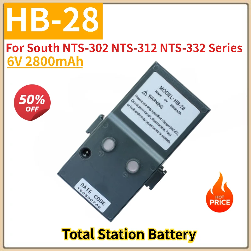 High Quality HB-28 NI-MH Battery 6V 2800mAh for South NTS-302 312 332 Series Total Station Brand New Replacement Battery