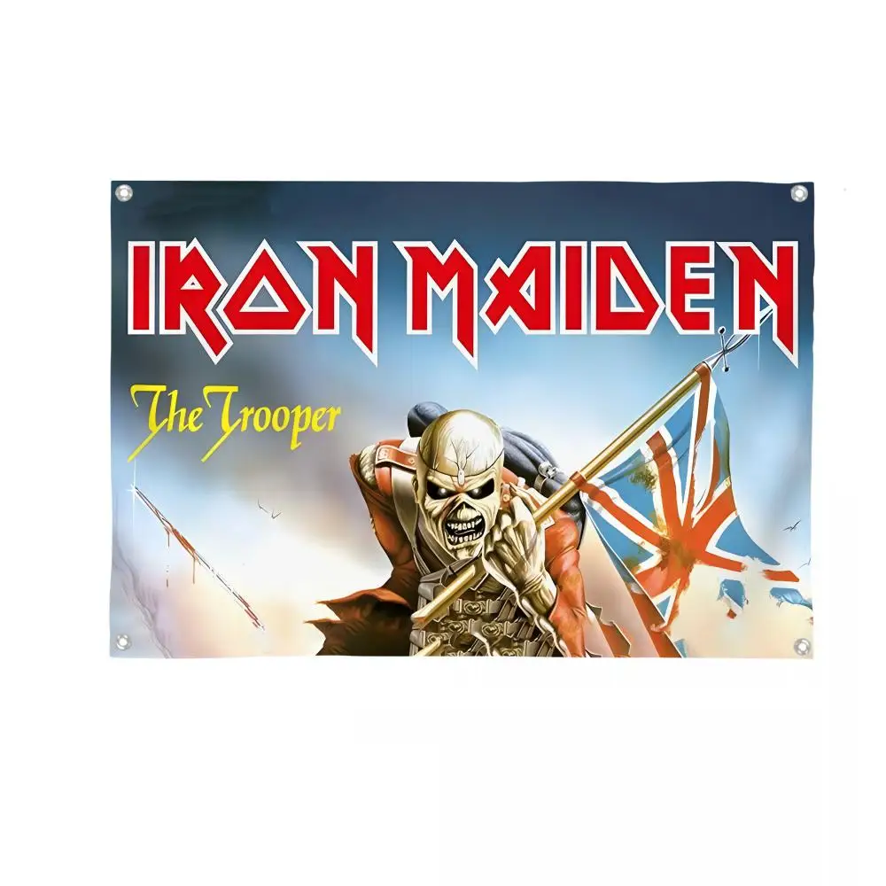Iron Maiden Rockband-Flaggen, weiche, hautfreundliche, langlebige Wandteppiche, für Outdoor-Partys, Zuhause, Wohnzimmer, Schlafzimmer, Dekoration