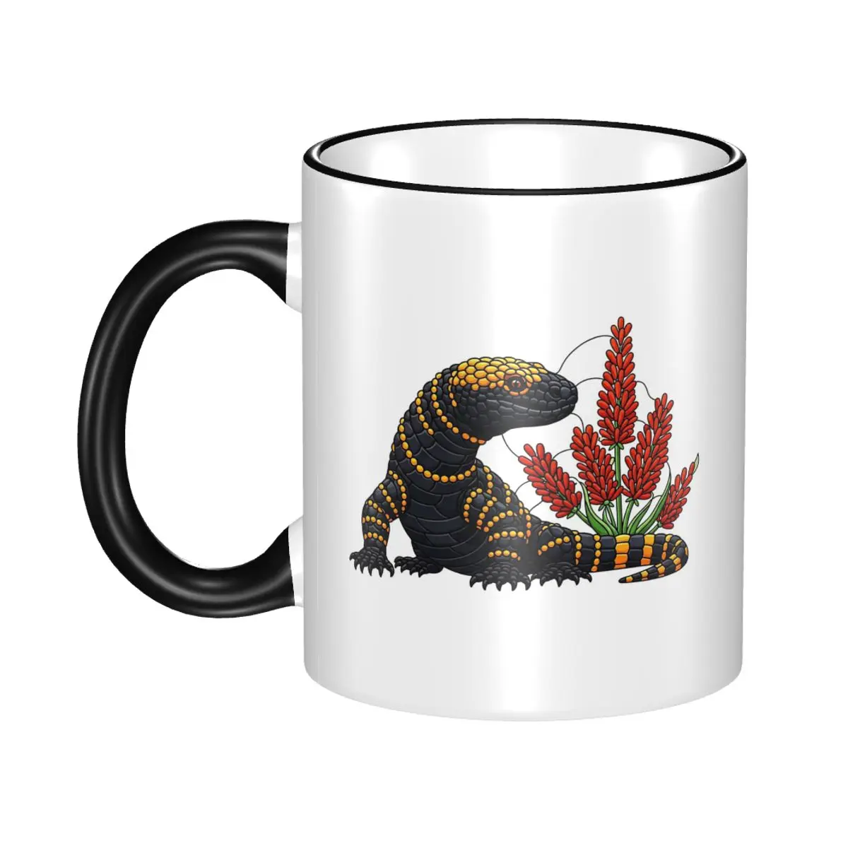 Gila Monster Stained Glass Botanical Reptile Art Mug Funny Ceramic Coffee Cups Tea Mugs Milk Cup Drinkware Gift for Woman Man