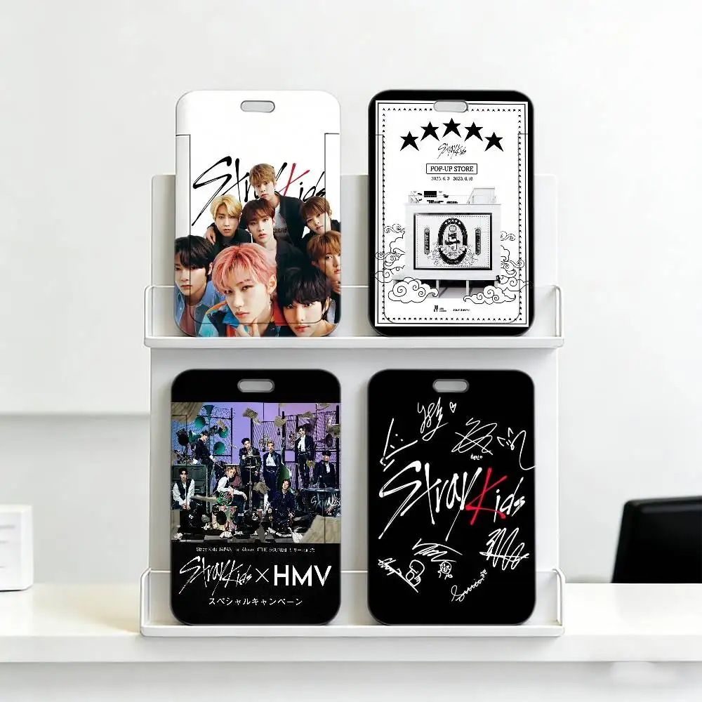 Kpop S-Stray Kids Soft Neck Lanyard with Plastic ID Card Cover, Lightweight Employee Work Pass Holder, Durable Badge Case.