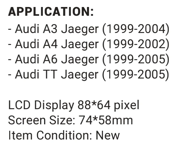 Display für Jaeger-Armaturenbretter von Audi A3 A4 A6 TT Instrumentencluster – Detail 3