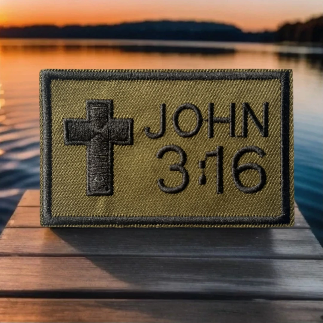 Parche John 3:16, insignia de moral táctica, Biblia cristiana, emblema de Jesús y Dios, pegatina para mochila, parches bordados con gancho para ropa