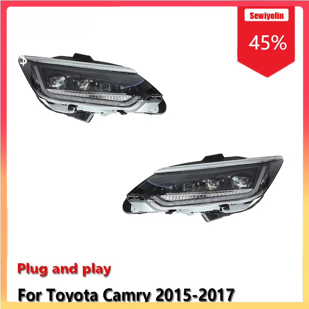 

Автомобильные светодиодные фары, автомобильные детали для Toyota Camry 2015-2017, противотуманные DRL, стоп-сигнал, указатель поворота, Plug and Play