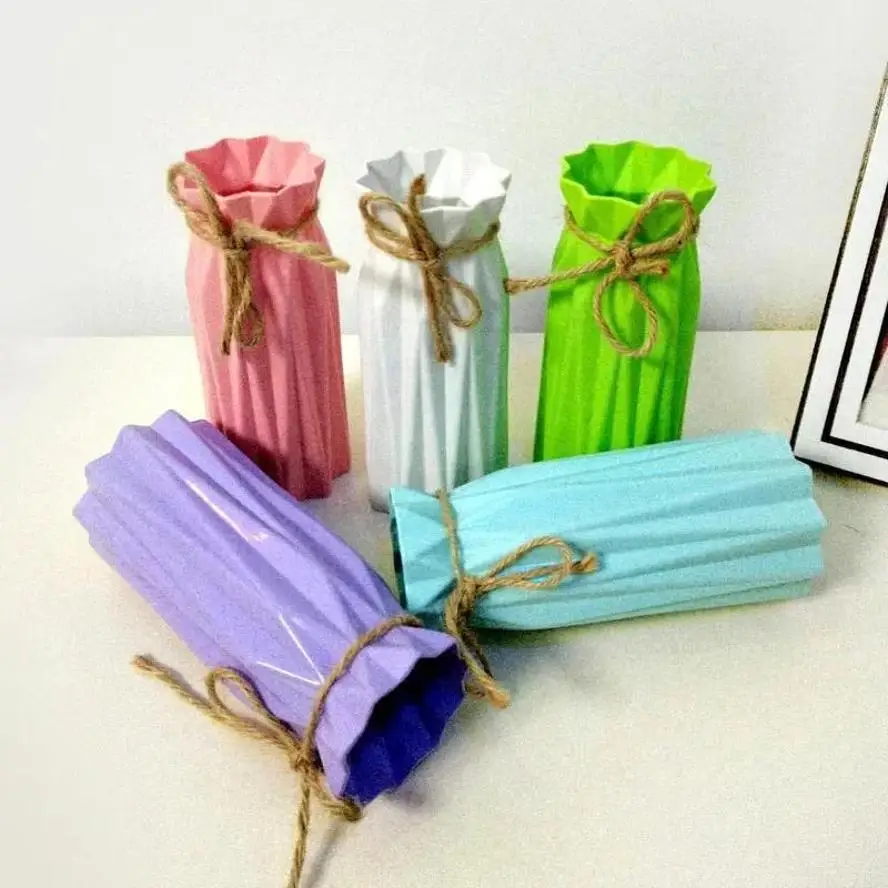1 Pcs New Plastic Vase Imitation Ceramic Flower Pot Flower Basket Vase Home Decoration (Without Flowers)