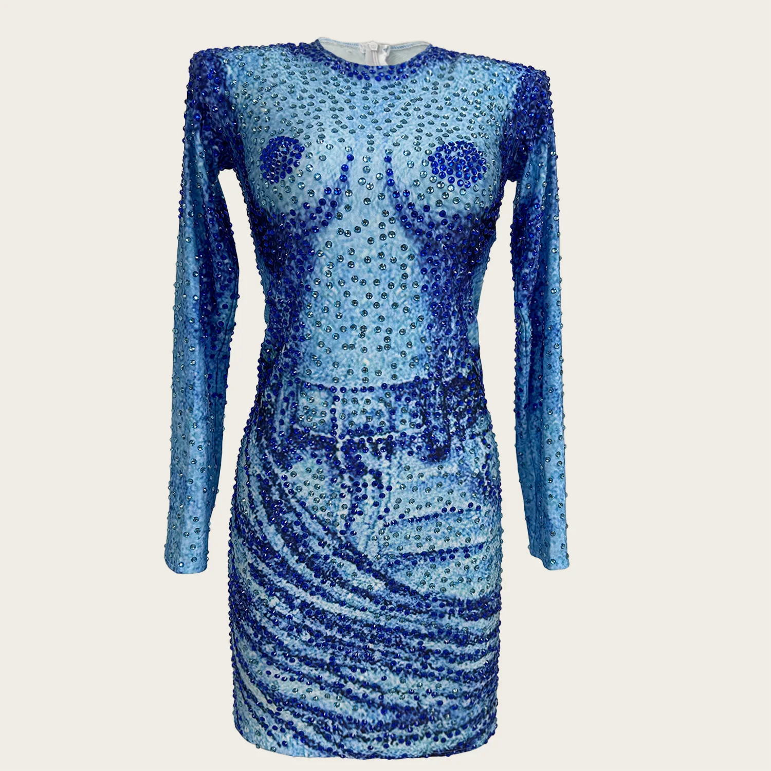 

Simulated Cowboy Sparkly Rhinestone Mini Tight Fitting Dress Drag Queen Performer Party Outfit Sexy Designer Costume Lanniuzai