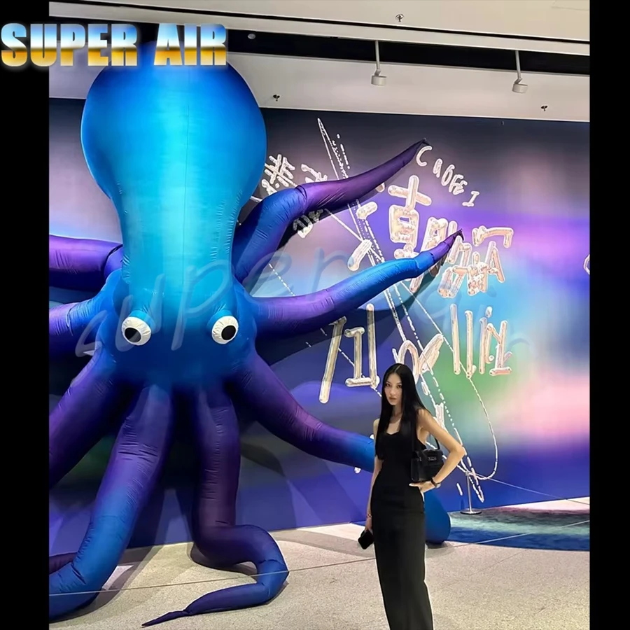 Giant 4mH décoration extérieure populaire gonflable dessin animé poulpe coup d'air calmar avec tentacules discothèque décoration murale